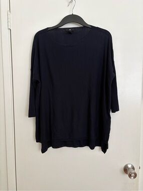 H&M Navy Relaxed Long Sleeve Tunic Top
